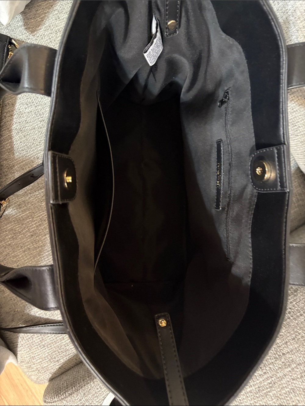 Nine West Black Pebbled Tote with Gold Accent - Picture 10 of 14